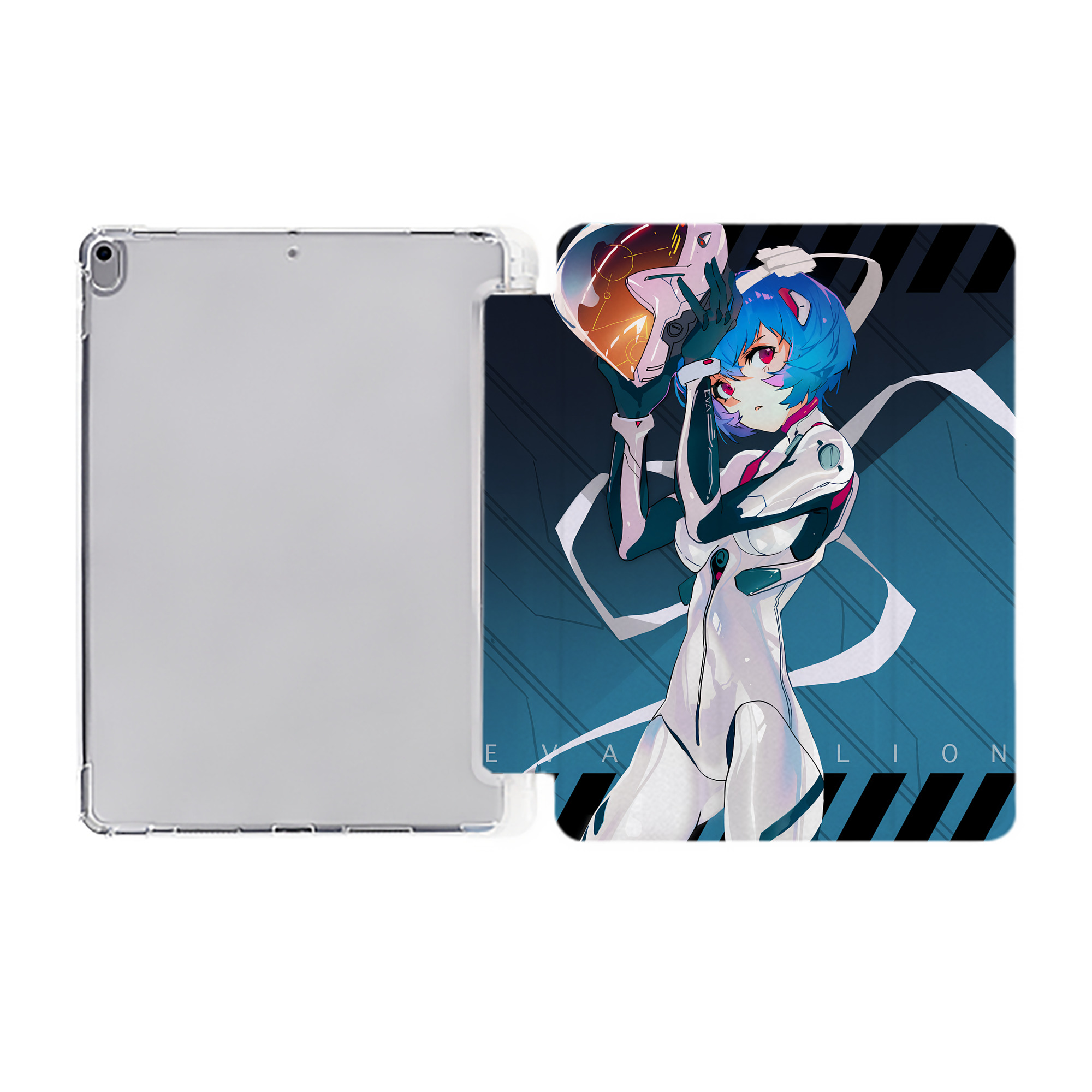 （画像用） EVA 新世紀エヴァンゲリオン IPad ケース ペン収納付き 三つ折りスタンド PUレザー×シリコン 対応機種9.5/10.5/10.9インチ
